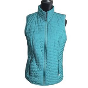 Talbots | Teal Quilted Vest with High Collar and Fitted Silhouette | Size Medium